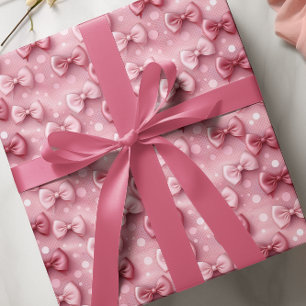 Elegante und verspielte rosa Coquette-Schleifenbän Geschenkpapier