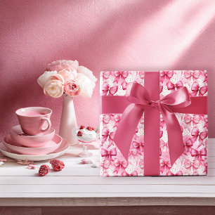 Elegante und verspielte rosa Coquette-Schleifenbän Geschenkpapier