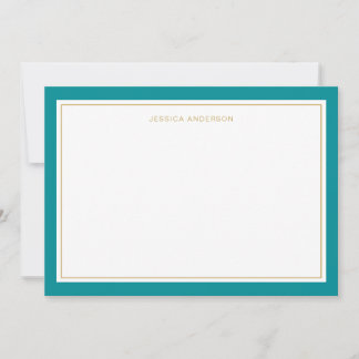 Elegante und weibliche Aquamarine Goldgrenze Perso Mitteilungskarte