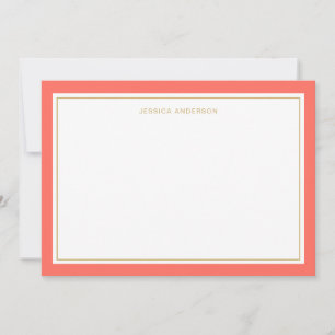 Elegante und weibliche Cora Gold-Grenze Personalis Mitteilungskarte