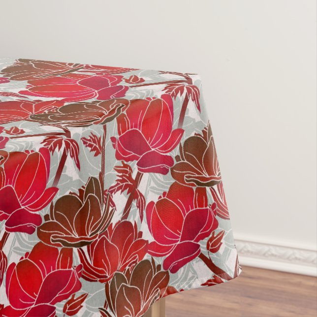 Elegante und weibliche rote Blume Tischdecke (Beispiel)