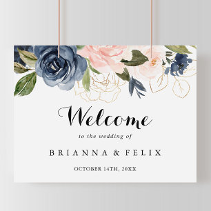 Élégante Unique Hiver Floral Mariage Affiche de bi