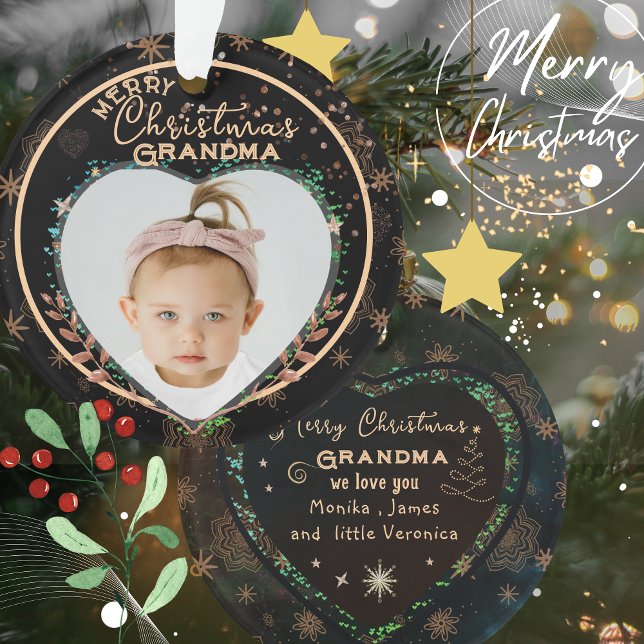 Elegante Unser erstes Weihnachten als Großeltern-F Ornament (Elegant Our First Christmas as Grandparents Photo Ornament)