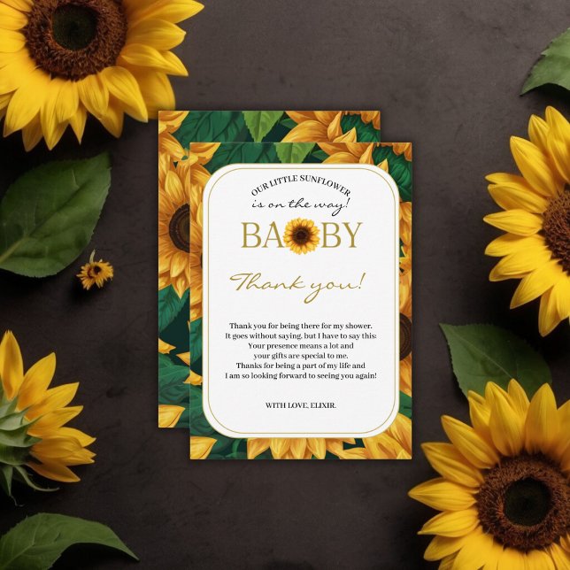 Elegante "Unsere kleine Sonnenblume" Moderne Babyd Dankeskarte (Von Creator hochgeladen)