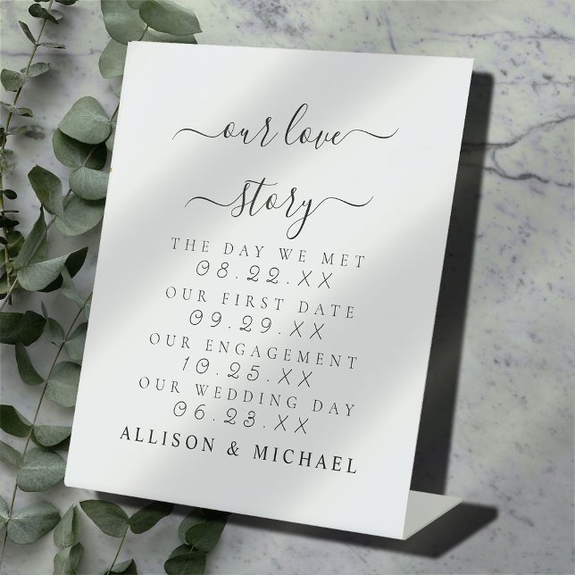 Elegante unsere Liebe Story Timeline Hochzeit Sockelschild (Von Creator hochgeladen)