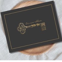 Elegante unsere neue Adresse Vintag Key Ankündigun