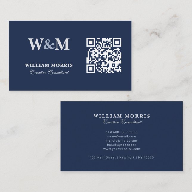 Elegante Unternehmens-QR-Code-Logo-Vorlage Visitenkarte (Vorne/Hinten)