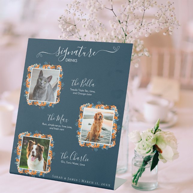 Elegante Unterschrift für Marine und Rust 3 Foto Sockelschild (Von Creator hochgeladen)