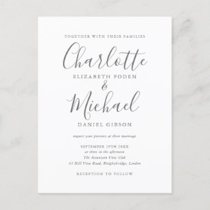 Elegante Unterschrift Hochzeit Einladungspostkarte