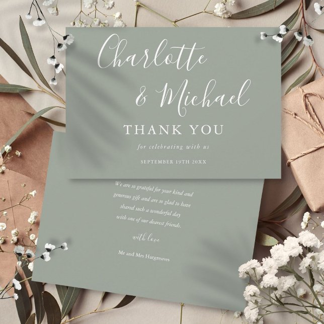 Elegante Unterschrift Hochzeit Vielen Dank Dankeskarte (Elegant Signature Wedding Thank You)