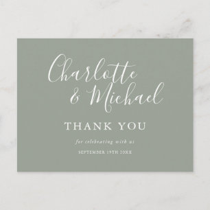 Elegante Unterschrift Hochzeit Vielen Dank Postkarte