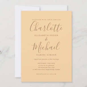 Elegante Unterschrift Schrift Champagner Hochzeit Einladung