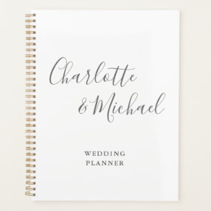 Elegante Unterschrift Schrift Grau Weiße Hochzeit Planer