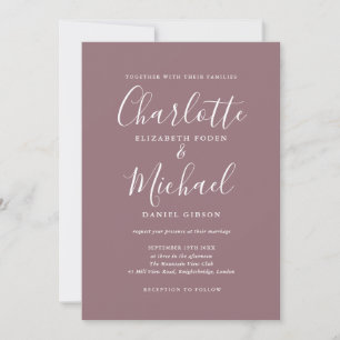 Elegante Unterschrift Schrift Mauve Hochzeit Einladung
