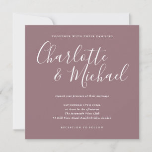 Elegante Unterschrift Schriftart Mauve Hochzeit Einladung