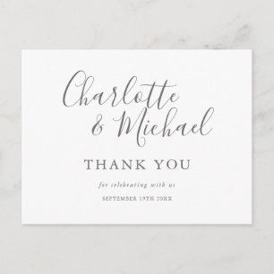 Elegante Unterschrift-Script Hochzeit Danke Postkarte