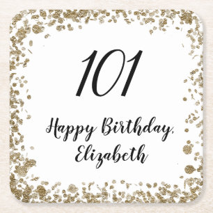 Elegante Untersetzer zum 101. Geburtstag mit golde