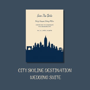 Elegante Urban Chic Skyline-Hochzeit in Urlaubsort Einladung