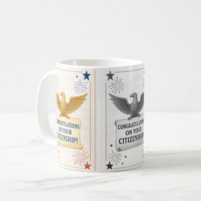 Elegante US-Staatsbürgerschaft Herzlichen Glückwun Kaffeetasse (Vorderseite Links)