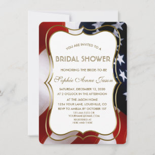 Elegante USA Flag Gold Brautparty Einladung