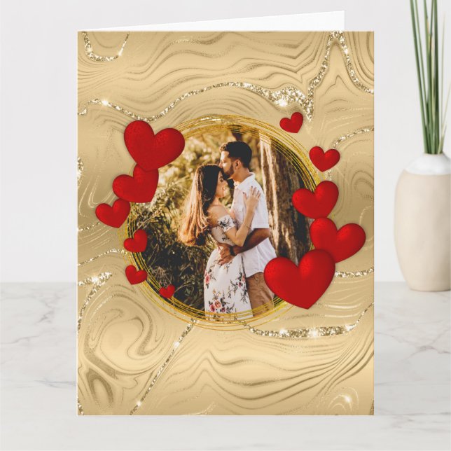 Elegante Valentine, Liebe, Jubiläum Rote Herzen Karte (Vorderseite)