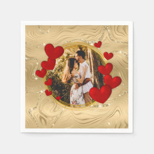 Elegante Valentine, Liebe, Jubiläum Rote Herzen Serviette