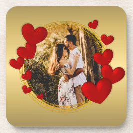 Elegante Valentine, Liebe, Jubiläum Rotes Herz Getränkeuntersetzer
