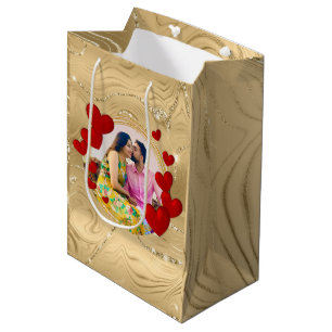 Elegante Valentine, Liebe, Jubiläum Rotes Herz Mittlere Geschenktüte