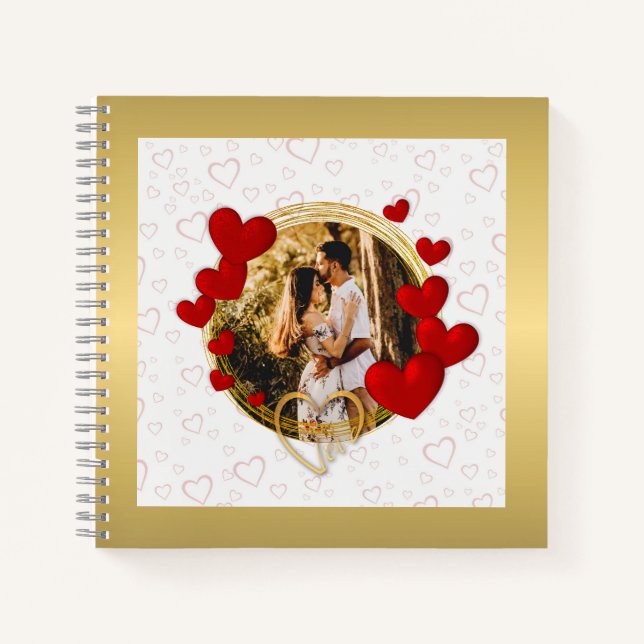 Elegante Valentine, Liebe, Jubiläum Rotes Herz Notizbuch (Vorderseite)