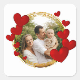 Elegante Valentine, Liebe, Jubiläum Rotes Herz Quadratischer Aufkleber