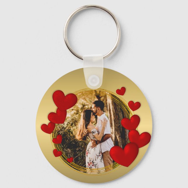 Elegante Valentine, Liebe, Jubiläum Rotes Herz Schlüsselanhänger (Vorderseite)