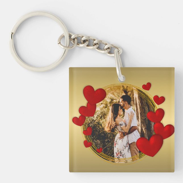 Elegante Valentine, Liebe, Jubiläum Rotes Herz Schlüsselanhänger (Vorderseite)
