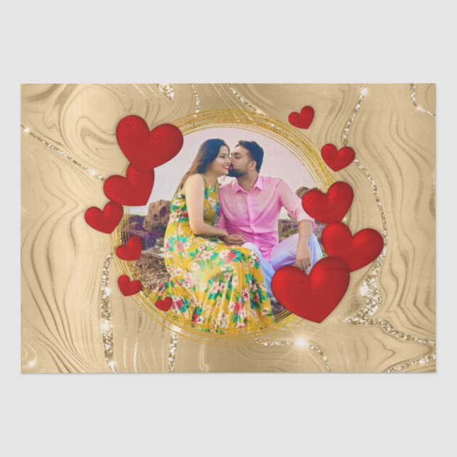 Elegante Valentine, Liebe, Jubiläum Rotes Herz Seidenpapier (Vorderseite)