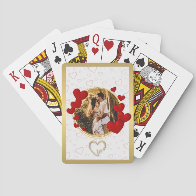 Elegante Valentine, Liebe, Jubiläum Rotes Herz Spielkarten (Rückseite)