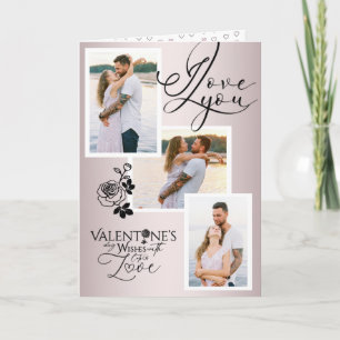 Elegante Valentinstag-Fotocollage Karte