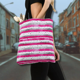 Elegante Valentinstag-Rosa-Silber-Herzen auf Strei Tasche