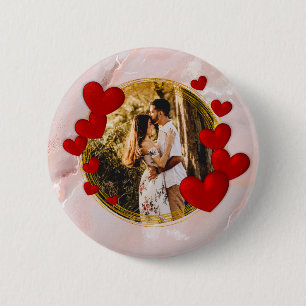 Elegante Valentinstage, Liebe, Jahrestag Rotes Her Button