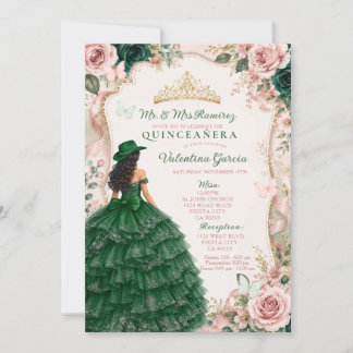 Elegante Vaquera Smaragdgrüne Charra Quinceañera I Einladung