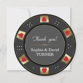 Elegante Vegas Gold Poker Chip Wedding Dankeskarte
