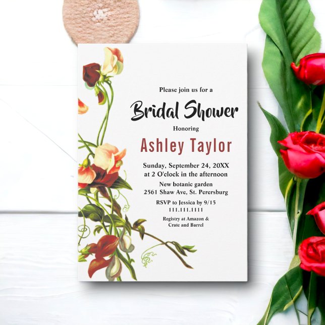 Elegante Vegetation Rustikale Rose Blumenstrauß Br Einladung (Von Creator hochgeladen)