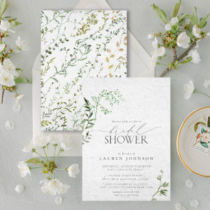 Elegante Vegetation Watercolor Bridal Showe Einladung