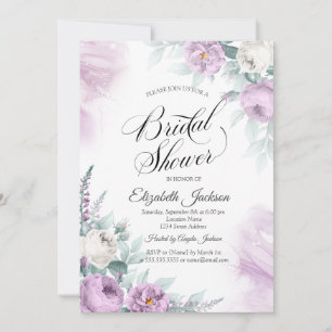 Elegante Veilchen-Lavendel-Rosen Brautdusche Einladung