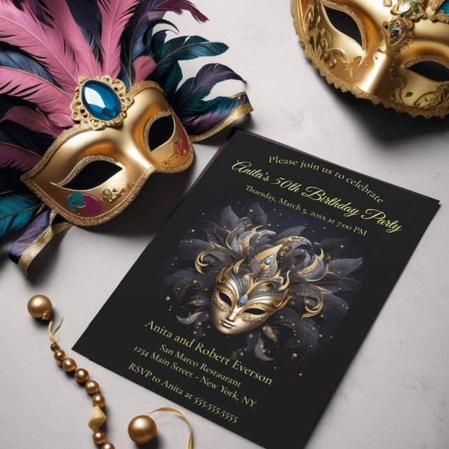 Elegante Venezianisch Mask Mardi Gras Einladung (Von Creator hochgeladen)