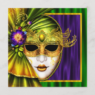 Elegante Venezianisch Mask Mardi Gras Wedding Einladung