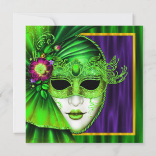 Elegante venezianische Maske Mardi Gras Hochzeit Einladung
