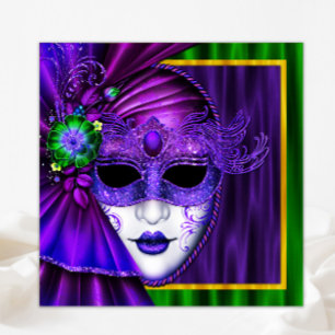 Elegante Venezianische Maske Mardi Gras Hochzeit Einladung