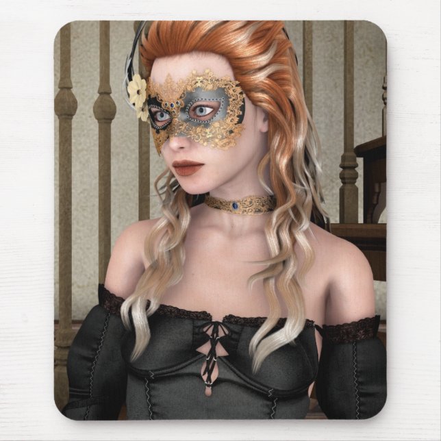 Elegante venezianische Maskenporträtkunst Mousepad (Vorne)