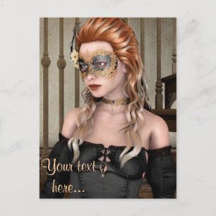 Elegante venezianische Maskenporträtkunst Postkarte