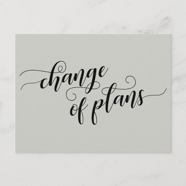 Elegante Veränderung von Plänen verzögert Hochzeit Postkarte (Vorderseite)