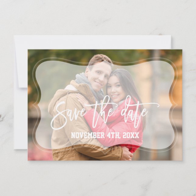 Elegante verblichene Handschrift für Fotos Save th The Date (Vorderseite)